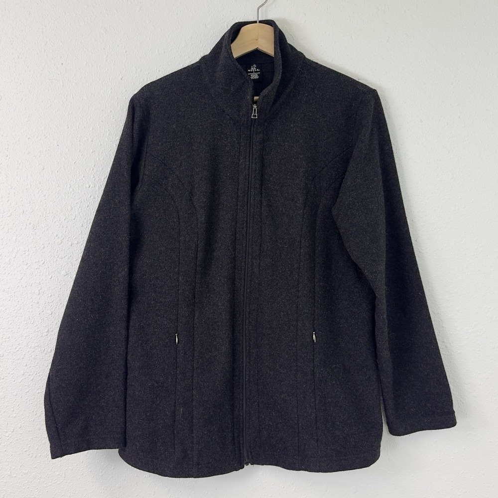 WoolX Australian Merino Wool Charcoal Full Zip Lightweight Jacket Mens Size L